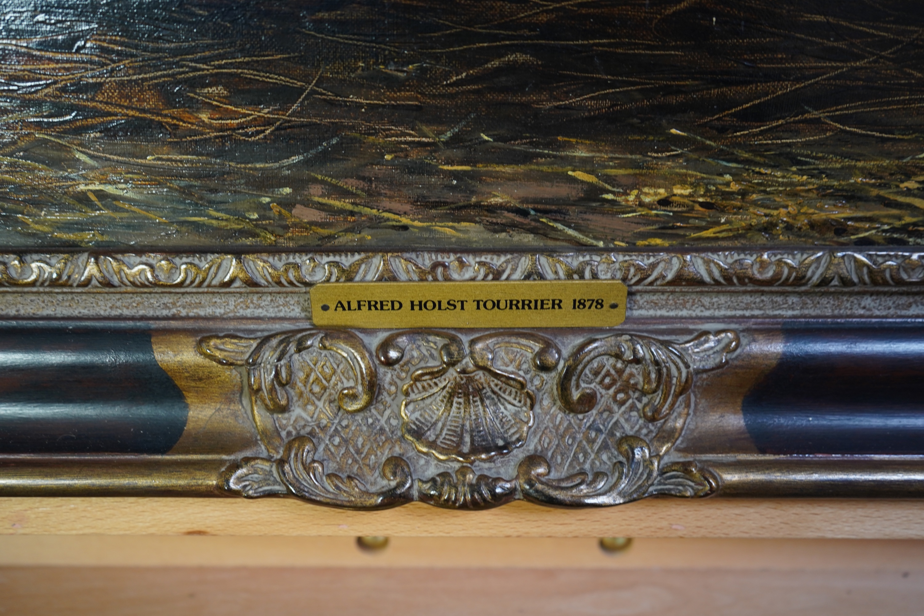 Alfred Holst Tourrier, British 1836-1892, A gentleman wearing Tudor dress seated before an arched window